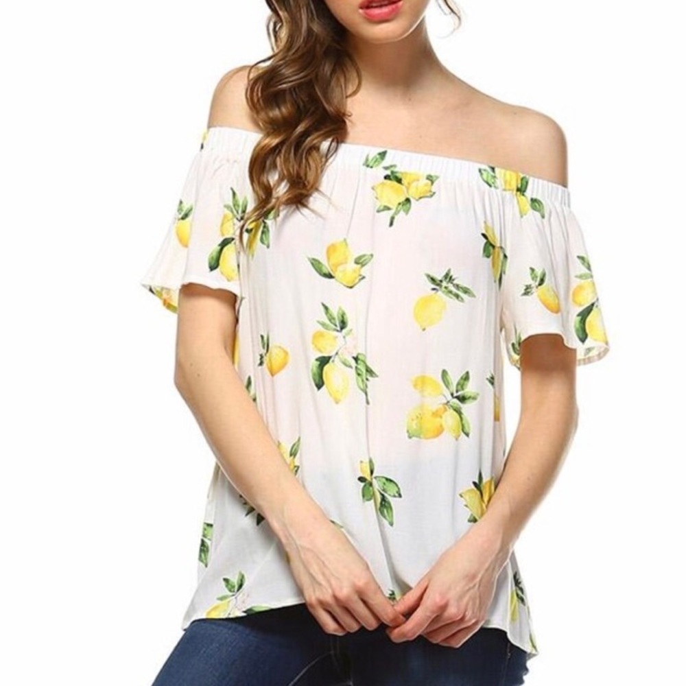 Skies Are Blue Lemon Off Shoulder Top 🍋